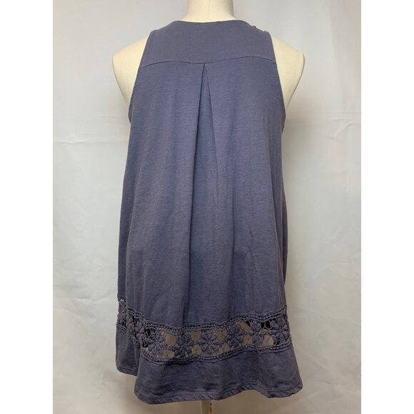 Mossimo Supply Co Womens Blue Gray Sleeveless Tank Top Crochet Lace Hi-Lo Hem M - Picture 3 of 13